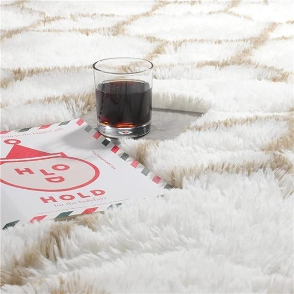 New White/Beige Soft Fluffy Area Rug - Picture 3 of 6